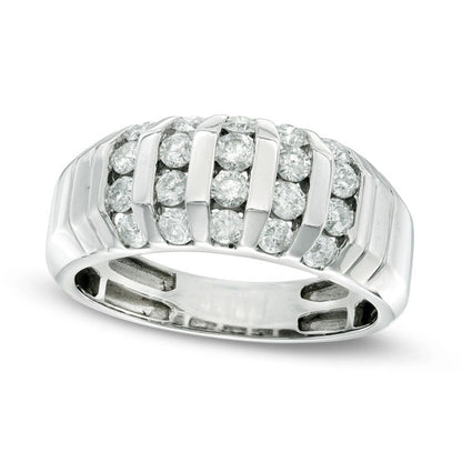 Men's 1.0 CT. T.W. Natural Diamond Dome Anniversary Band in Solid 10K White Gold