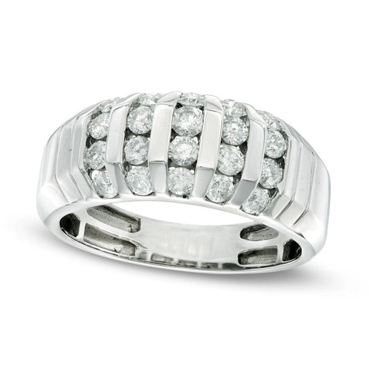 Men's 1.0 CT. T.W. Natural Diamond Dome Anniversary Band in Solid 10K White Gold