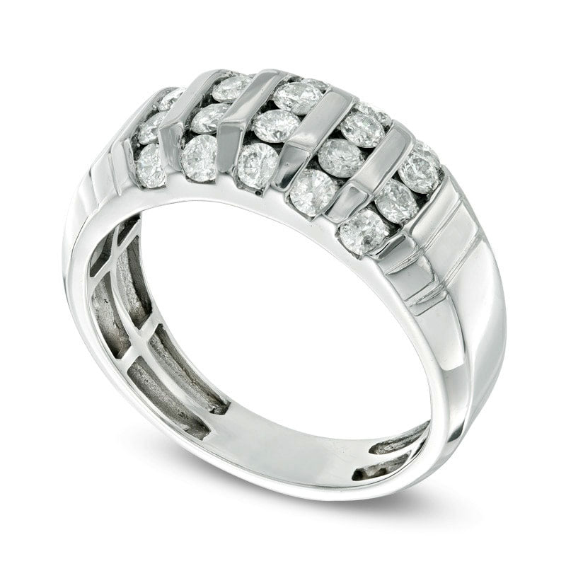 Men's 1.0 CT. T.W. Natural Diamond Dome Anniversary Band in Solid 10K White Gold