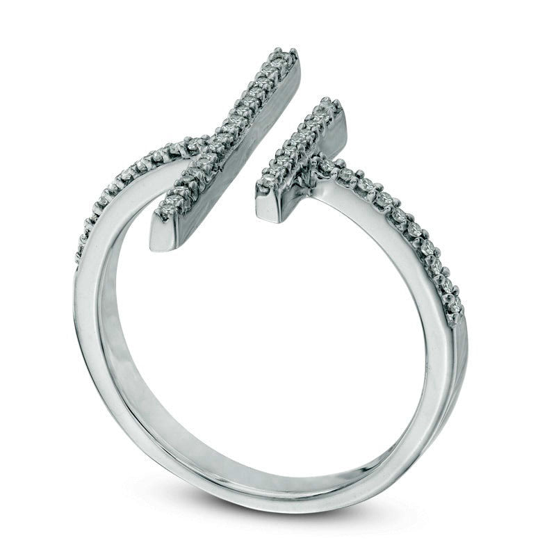 0.13 CT. T.W. Natural Diamond Double Bar Open Ring in Sterling Silver