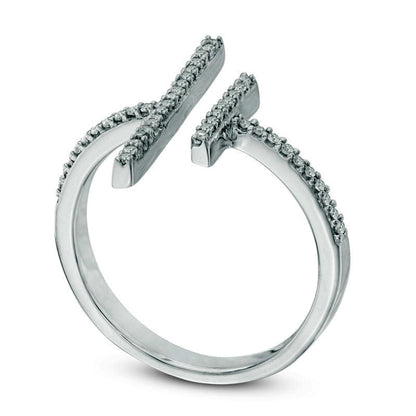 0.13 CT. T.W. Natural Diamond Double Bar Open Ring in Sterling Silver