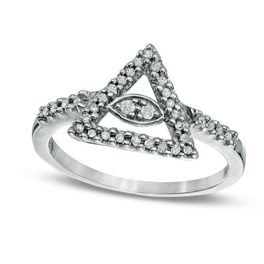 0.13 CT. T.W. Natural Diamond Pyramid with Evil Eye Ring in Sterling Silver