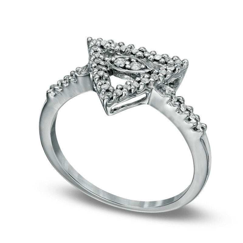 0.13 CT. T.W. Natural Diamond Pyramid with Evil Eye Ring in Sterling Silver