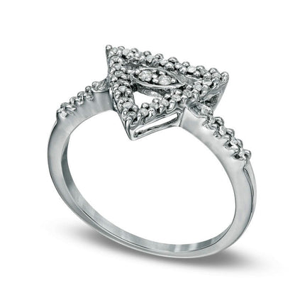 0.13 CT. T.W. Natural Diamond Pyramid with Evil Eye Ring in Sterling Silver