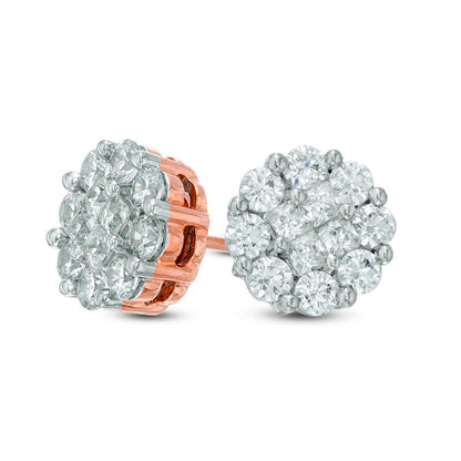 1 CT. T.W. Composite Diamond Stud Earrings in 10K Rose Gold