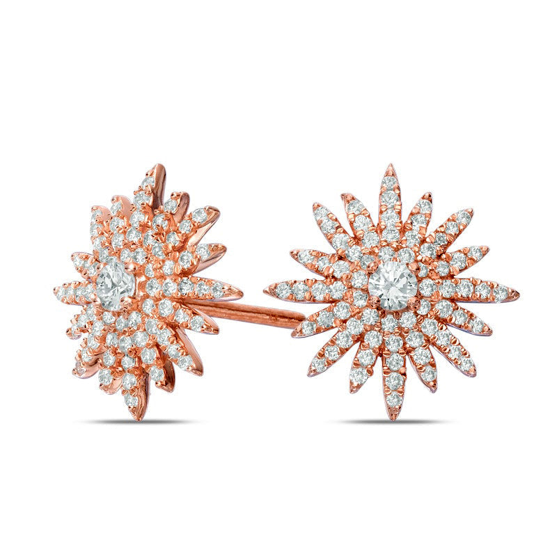 0.63 CT. T.W. Diamond Starburst Stud Earrings in 14K Rose Gold