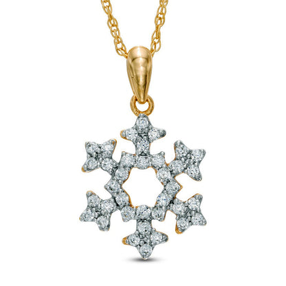 0.33 CT. T.W. Natural Diamond Snowflake Pendant in 10K Yellow Gold