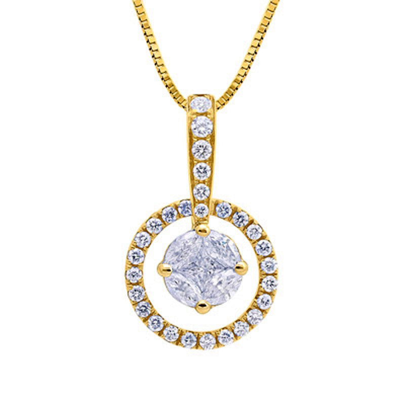 Adorne Collection 0.5 CT. T.W. Composite Natural Diamond Open Circle Frame Pendant in 14K Gold