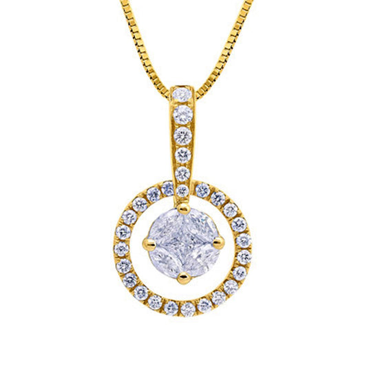 Adorne Collection 0.5 CT. T.W. Composite Natural Diamond Open Circle Frame Pendant in 14K Gold
