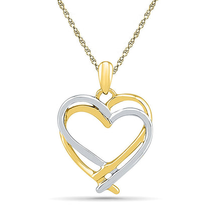 Double Intertwined Heart Pendant in 10K Two-Tone Gold