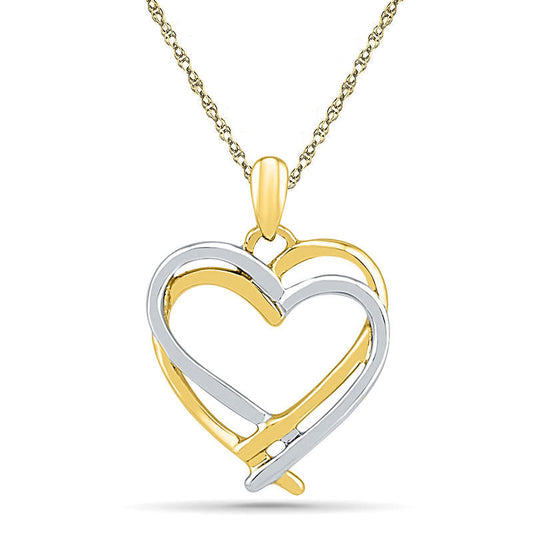 Double Intertwined Heart Pendant in 10K Two-Tone Gold