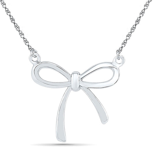 Bow Necklace in 10K White Gold