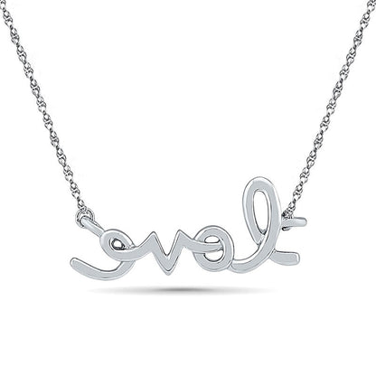 LOVE" Script Necklace in 10K White Gold"