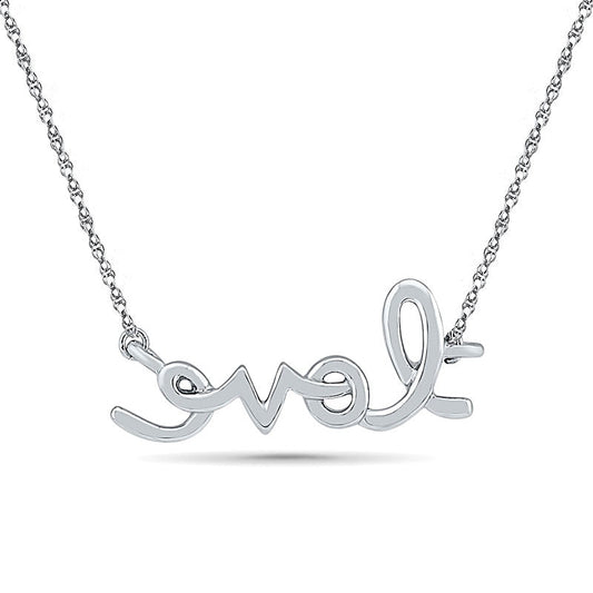 LOVE" Script Necklace in 10K White Gold"