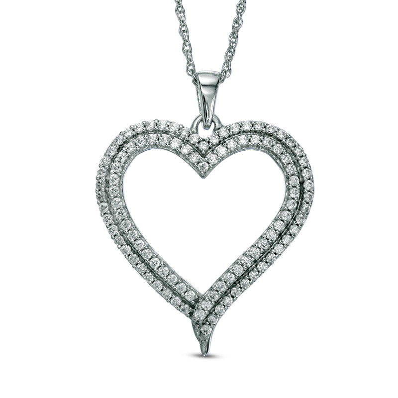 0.5 CT. T.W. Natural Diamond Heart Pendant in Sterling Silver