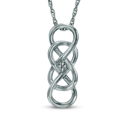 Natural Diamond Accent Double Infinity Loop Pendant in Sterling Silver