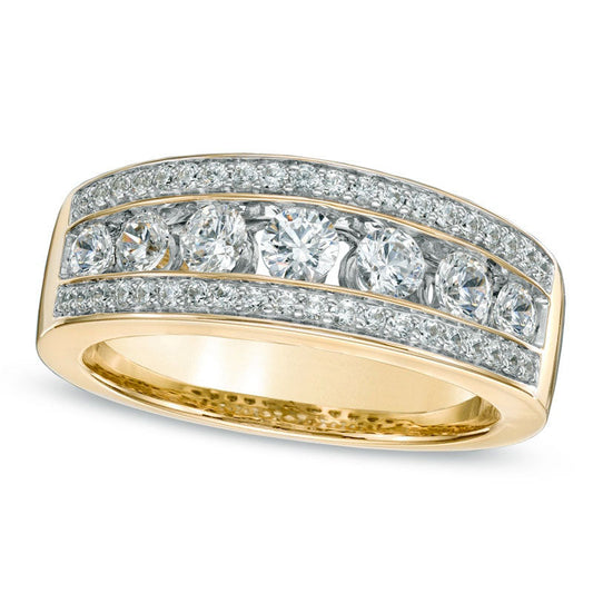 1.0 CT. T.W. Natural Diamond Seven Stone Band in Solid 14K Gold