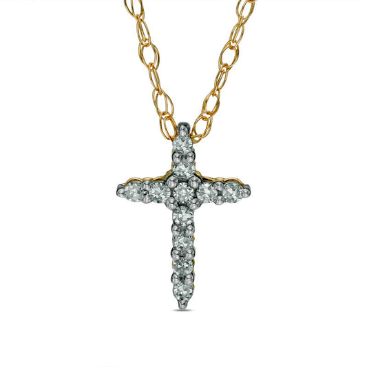 Natural Diamond Accent Bold Cross Pendant in 10K Yellow Gold