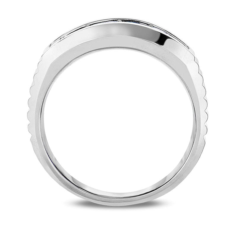 Men's 1.0 CT. T.W. Natural Diamond Five Stone Anniversary Band in Solid 14K White Gold