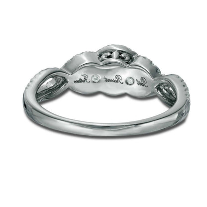 0.75 CT. T.W. Natural Diamond Past Present Frame Future« Twist Split Shank Engagement Ring in Solid 14K White Gold