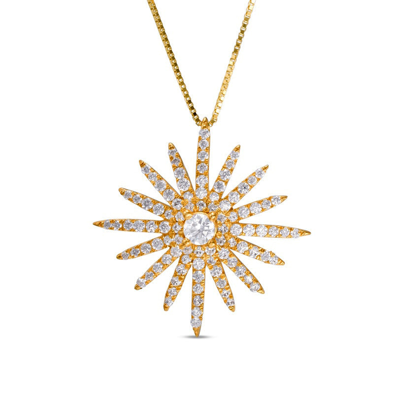 0.63 CT. T.W. Natural Diamond Sunburst Pendant in 14K Gold