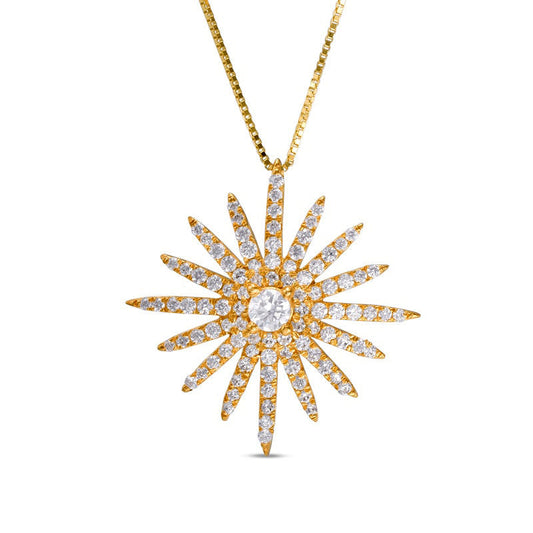 0.63 CT. T.W. Natural Diamond Sunburst Pendant in 14K Gold