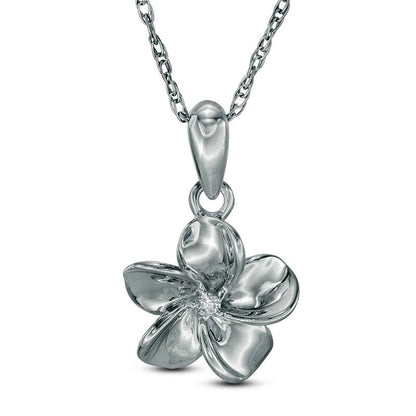 Natural Diamond Accent Pinwheel Flower Pendant in Sterling Silver