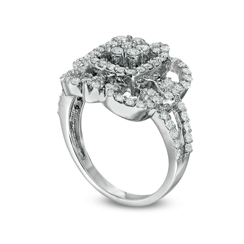 1.25 CT. T.W. Natural Diamond Ornate Composite Ring in Solid 14K White Gold