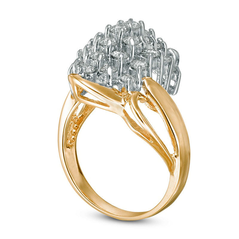 1.25 CT. T.W. Natural Diamond Composite Bypass Ring in Solid 14K Gold