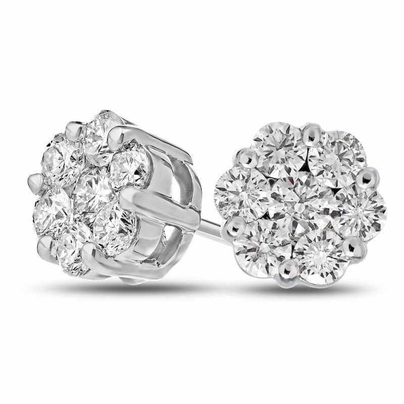 1.5 CT. T.W. Diamond Composite Stud Earrings in 14K White Gold