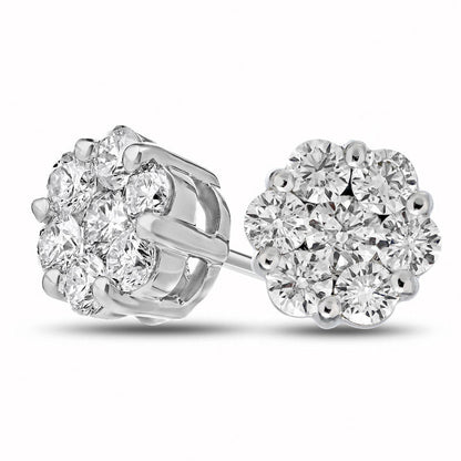 1.5 CT. T.W. Diamond Composite Stud Earrings in 14K White Gold