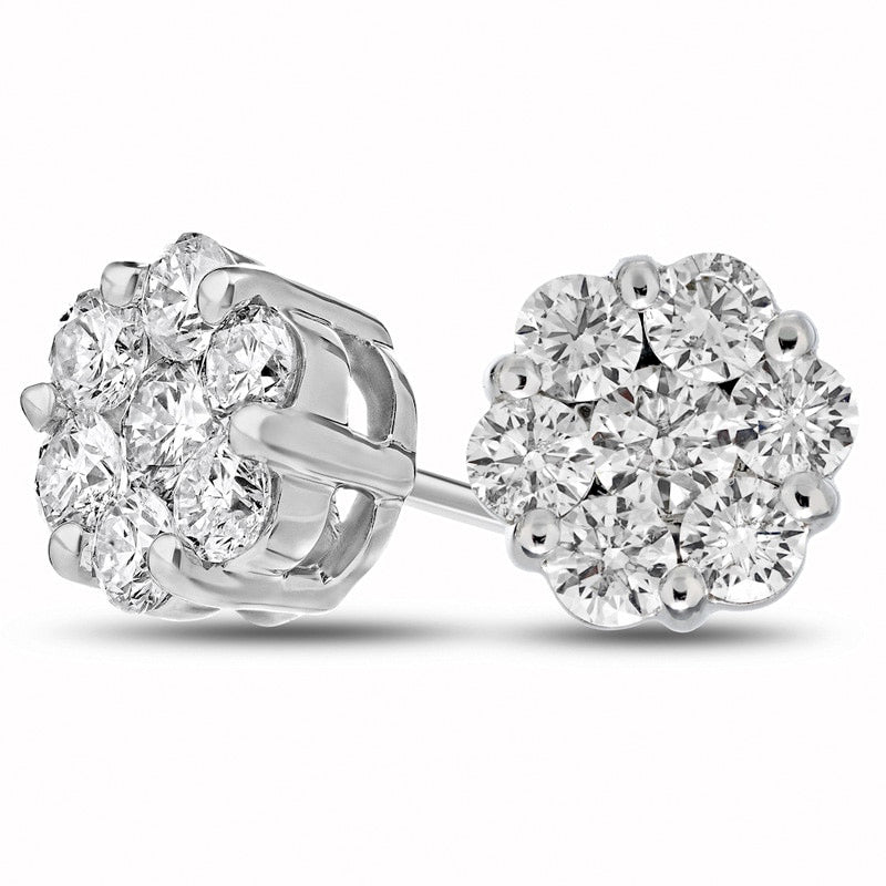 2 CT. T.W. Diamond Composite Stud Earrings in 14K White Gold