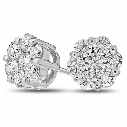 2 CT. T.W. Diamond Composite Stud Earrings in 14K White Gold