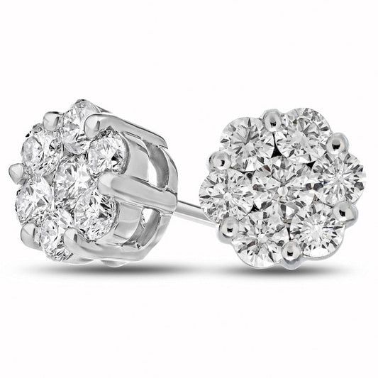 2 CT. T.W. Diamond Composite Stud Earrings in 14K White Gold