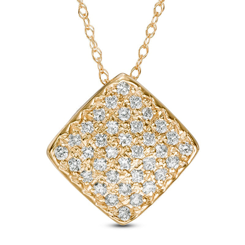 0.33 CT. T.W. Natural Diamond Tilted Square Composite Pendant in 10K Yellow Gold