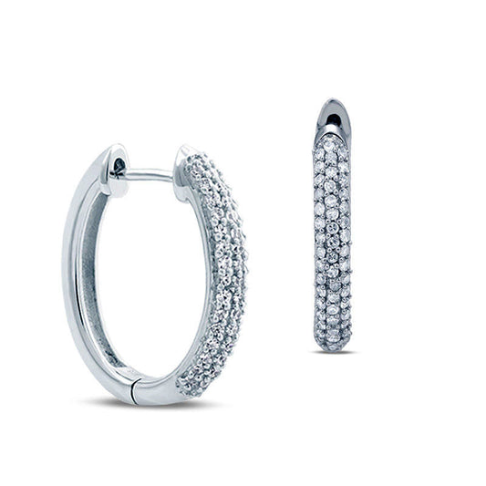 0.5 CT. T.W. Diamond Hoop Earrings in 10K White Gold