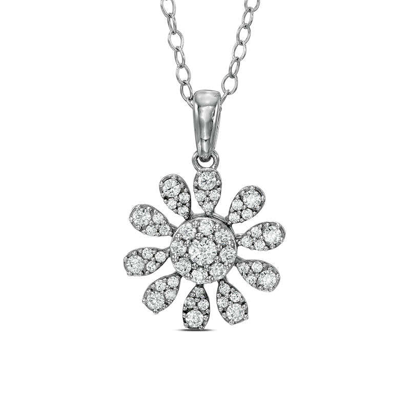 0.5 CT. T.W. Composite Natural Diamond Flower Pendant in Sterling Silver