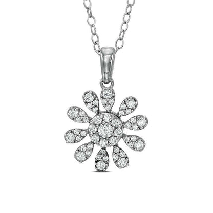 0.5 CT. T.W. Composite Natural Diamond Flower Pendant in Sterling Silver