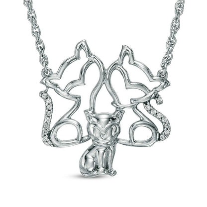 Natural Diamond Accent Cat Family Necklace in Sterling Silver - 17