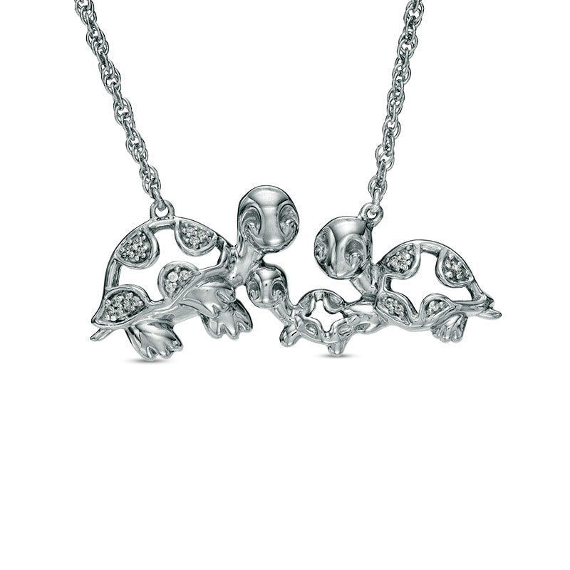 0.05 CT. T.W. Natural Diamond Turtle Family Necklace in Sterling Silver - 17