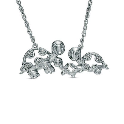0.05 CT. T.W. Natural Diamond Turtle Family Necklace in Sterling Silver - 17