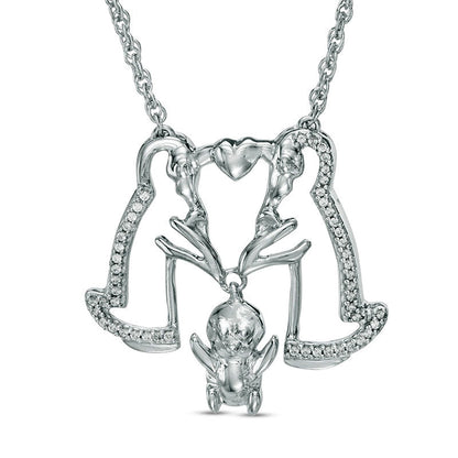 0.13 CT. T.W. Natural Diamond Penguin Family Necklace in Sterling Silver - 17