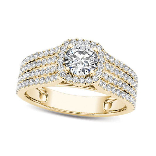 1.0 CT. T.W. Natural Diamond Frame Multi-Row Engagement Ring in Solid 14K Gold
