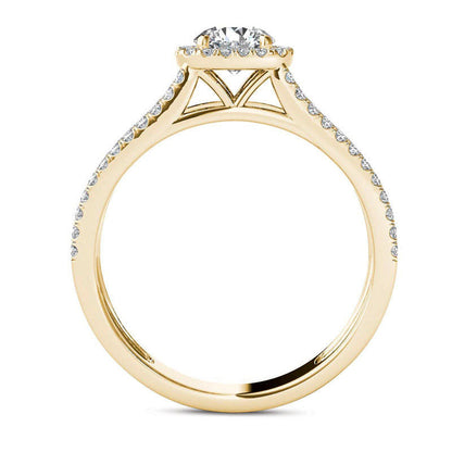 1.0 CT. T.W. Natural Diamond Frame Multi-Row Engagement Ring in Solid 14K Gold