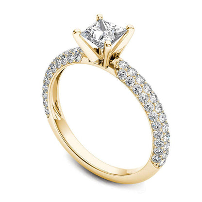 1.0 CT. T.W. Princess-Cut Natural Diamond Engagement Ring in Solid 14K Gold