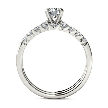 1.0 CT. T.W. Natural Diamond Bridal Engagement Ring Set in Solid 14K White Gold