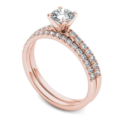 1.0 CT. T.W. Natural Diamond Bridal Engagement Ring Set in Solid 14K Rose Gold