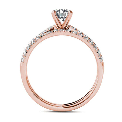 1.0 CT. T.W. Natural Diamond Bridal Engagement Ring Set in Solid 14K Rose Gold