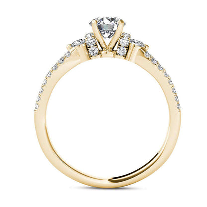 1.0 CT. T.W. Natural Diamond Collared Split Shank Engagement Ring in Solid 14K Gold