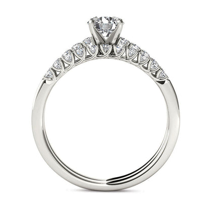 1.0 CT. T.W. Natural Diamond Bridal Engagement Ring Set in Solid 14K White Gold